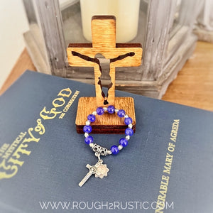 Gift Set - Mini Pocket Decade Rosary with 3.5 inch Standing Crucifix