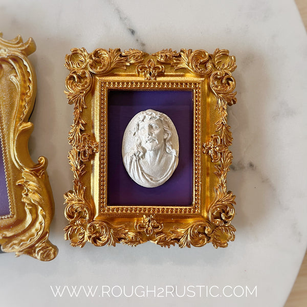 Gold Framed Holy Face of Jesus Intaglio Mini Standing Frame