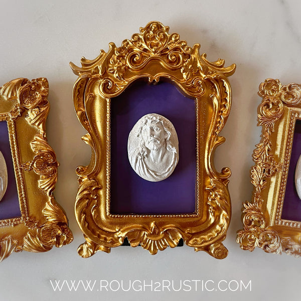 Gold Framed Holy Face of Jesus Intaglio Mini Standing Frame