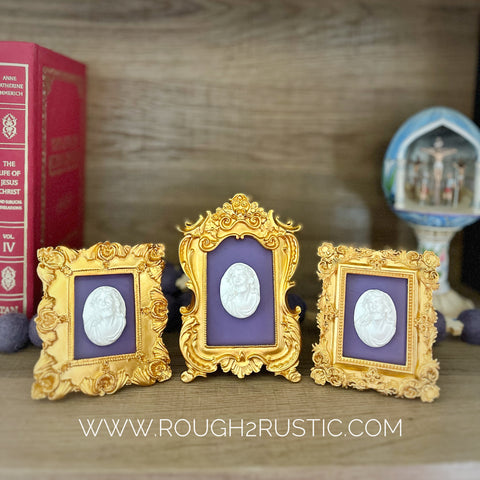 Gold Framed Holy Face of Jesus Intaglio Mini Standing Frame