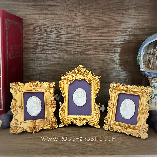 Gold Framed Holy Face of Jesus Intaglio Mini Standing Frame