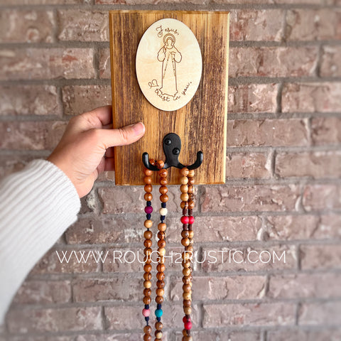 Rustic Reclaimed Wood Divine Mercy Hanger